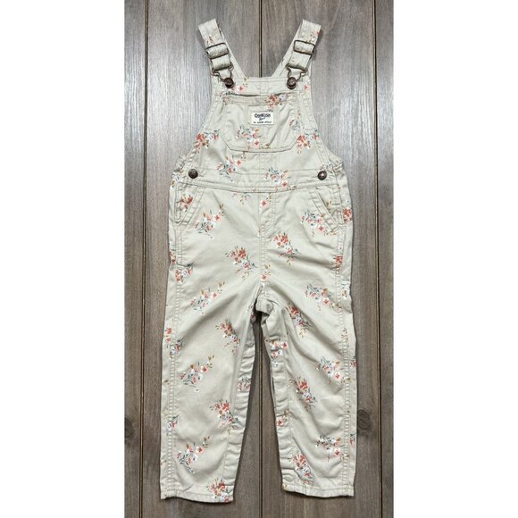 OshKosh Beige Floral Overalls - Picture 2 of 12